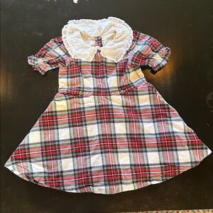 Janie and Jack Red Plaid Dress with White Collar